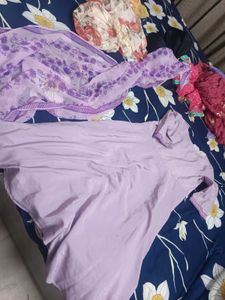 Lavender anarkali suit with duppta