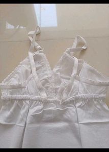 White Cotton Camisole with Lace Trim
