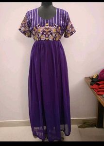 Elegant Purple Embroidered Dress