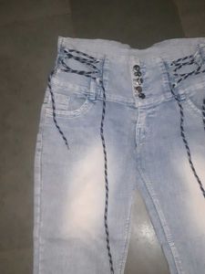 High Waisted Lace-Up Jeans