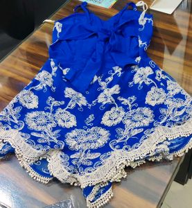 Bohemian Blue Floral Romper