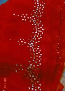 Beautiful Red Organza Real Mirror Work Saree With