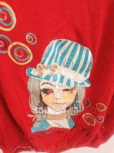 Red Halter Top with Anime Graphic