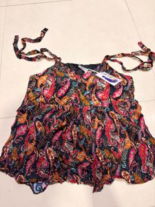 Boho Paisley Print Tie-Strap Top