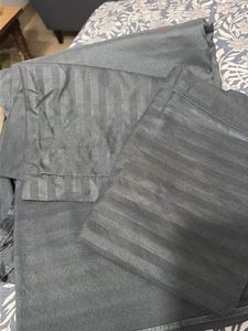 grey striped linen blend bedsheet