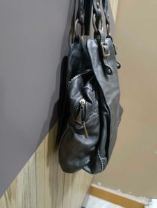 Stylish Gray Leather Shoulder Bag