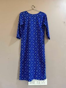 Vibrant Blue Ethnic Kurta with White Print