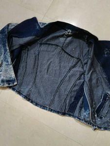 Men or Women Acid Wash Denim Biker Jacket