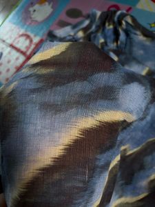 Blue Abstract Print Bell Sleeve Top