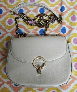 mango Stylish Cream Chain Sling Bag