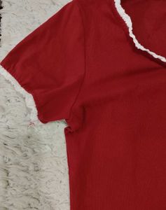 Red Lace Trim Baby Tee