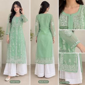 Embroidered Kurta with Palazzo Pants