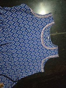 Stylish Blue &amp; White Printed Maxi Dress