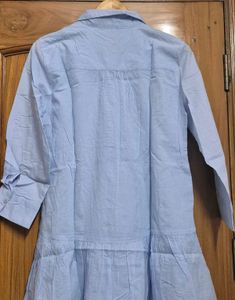 Light Blue Embroidered Button-Up Top