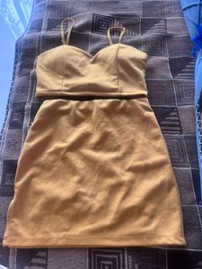 Yellow Crop Top and Skirt Set