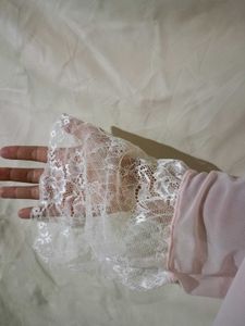Pink Lace Trim Robe