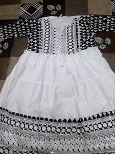 Elegant Black & White Kurta Set