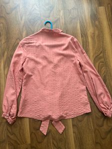 Elegant Peach Blouse with Tie Detail