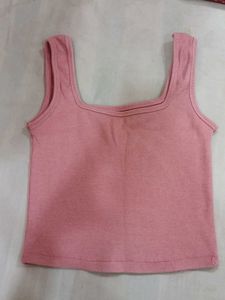 Cute Pink Square Neck Tank Top