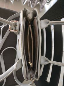 Chic Grey Handbag with Detachable Strap
