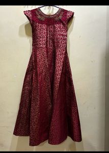 Banarasi Red Anarkali Suit Set Size S