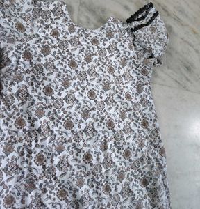 Elegant Printed Kurta with Lace Trim only kurti