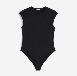 Cap Sleeves Bodysuit in Black, Green and Beige