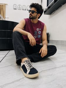 Roadster Men's Sleeveless T-Shirt with Patches