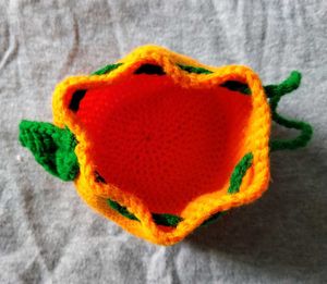 Cute Orange Crochet Pouch