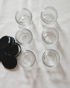 Set of 6 Glass Jars with Black Lids
