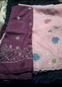 Pink kasap &amp; sequins work Saree