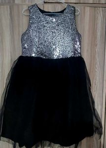 Black Silver Sequence Girls Frock