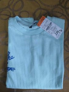 Light Blue Ribbed Graphic T-Shirt