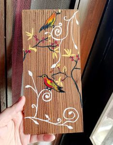 Hand-painted Wooden Bird Art
