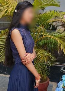 Elegant Navy Blue Lace &amp; Pleated middi