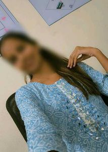 Sky Blue Printed Kurta