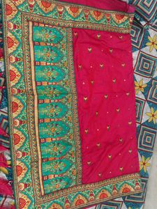Vibrant Pink Embroidered Silk Saree