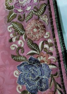 Pink Floral Embroidered Saree With Blouse