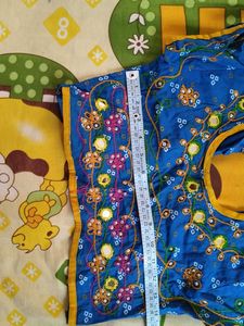 Beautiful Blue &amp; Yellow Embroidered Kurta Set