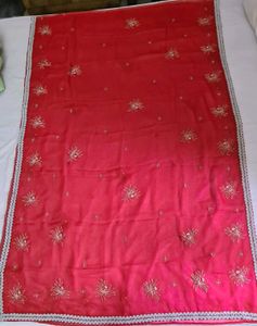 Red Odhni/Chunni/Dupatta with silver work
