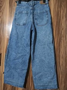 Wide Leg Blue Denim Jeans