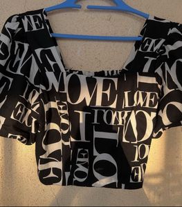 Stylish Black &amp; White Crop Top