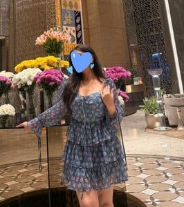 Blue Floral Tiered Mini Dress