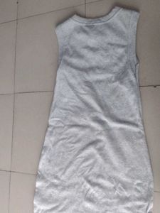 Gray Sleeveless Dress with Graphic Print