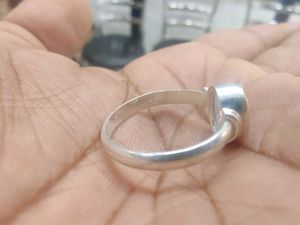 925 Sterling Silver Oval Stone Ring With Hallmark