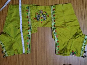 Embroidered Silk Blouse olive green