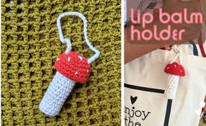 Mushroom Crochet Lip Balm Holder