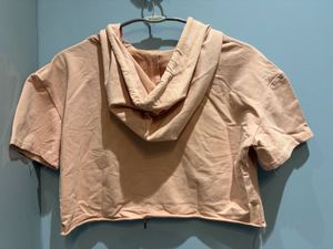 Pink Cropped Graphic Hoodie