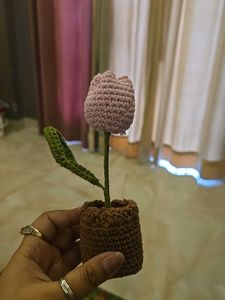 Handmade Crochet Flower Pot &amp; Sunflower hanging