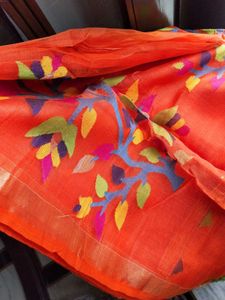 Premium Tissue blend Orange Saree